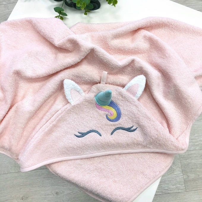 Prosop bebe copii cu gluga din bumbac, Unicorn (2)